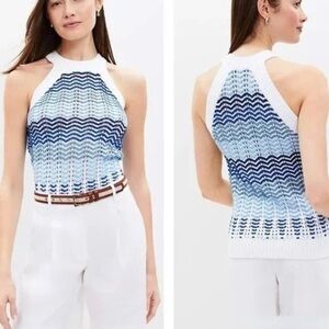 LOFT cotton sweater chevron tank top